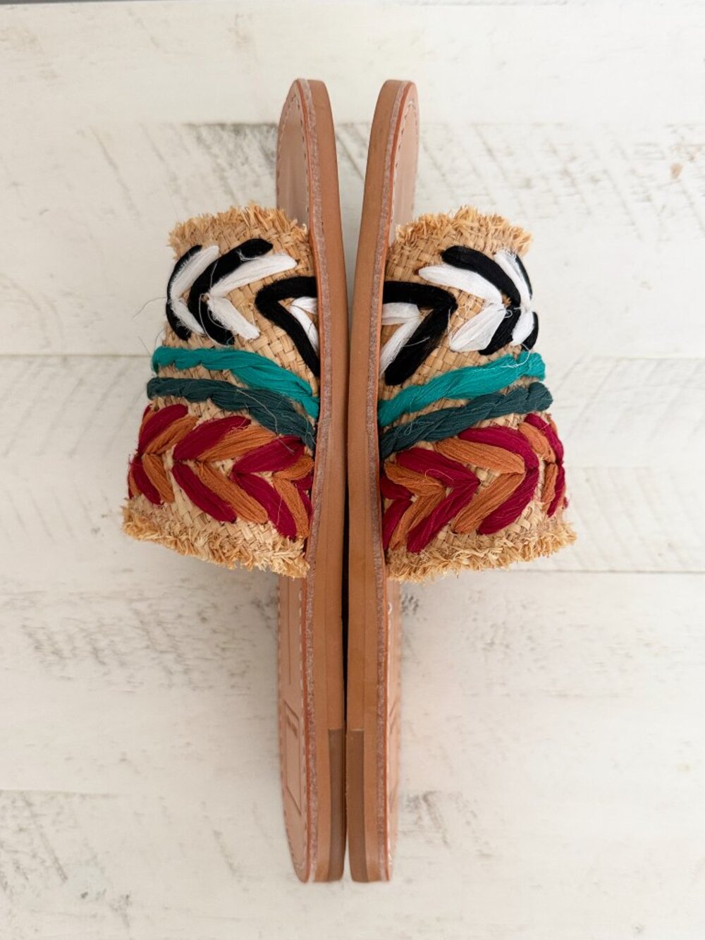 Dolce Vita Boho Raffia Slide Sandals Size 7. Woven Embroidered. Worn Once - Picture 7 of 11